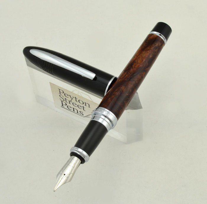 Duke 911 Shark Fountain Pen - Black Cap, Brown Barrel, Fine (New